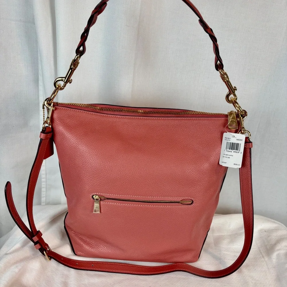 Coach‎ Abby Duffle Rose Petal Pink Pebbled Leather Shoulder Bag F31507 NEW